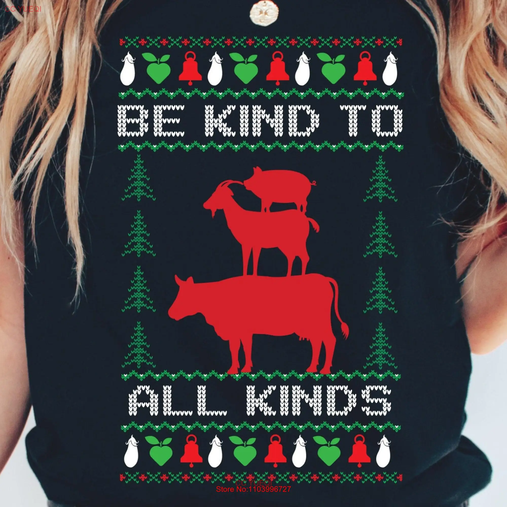 Suéter vegano feo de Navidad, camisa vegana, Herbivore, regalo de vacaciones, amigos, no comida, manga larga o corta