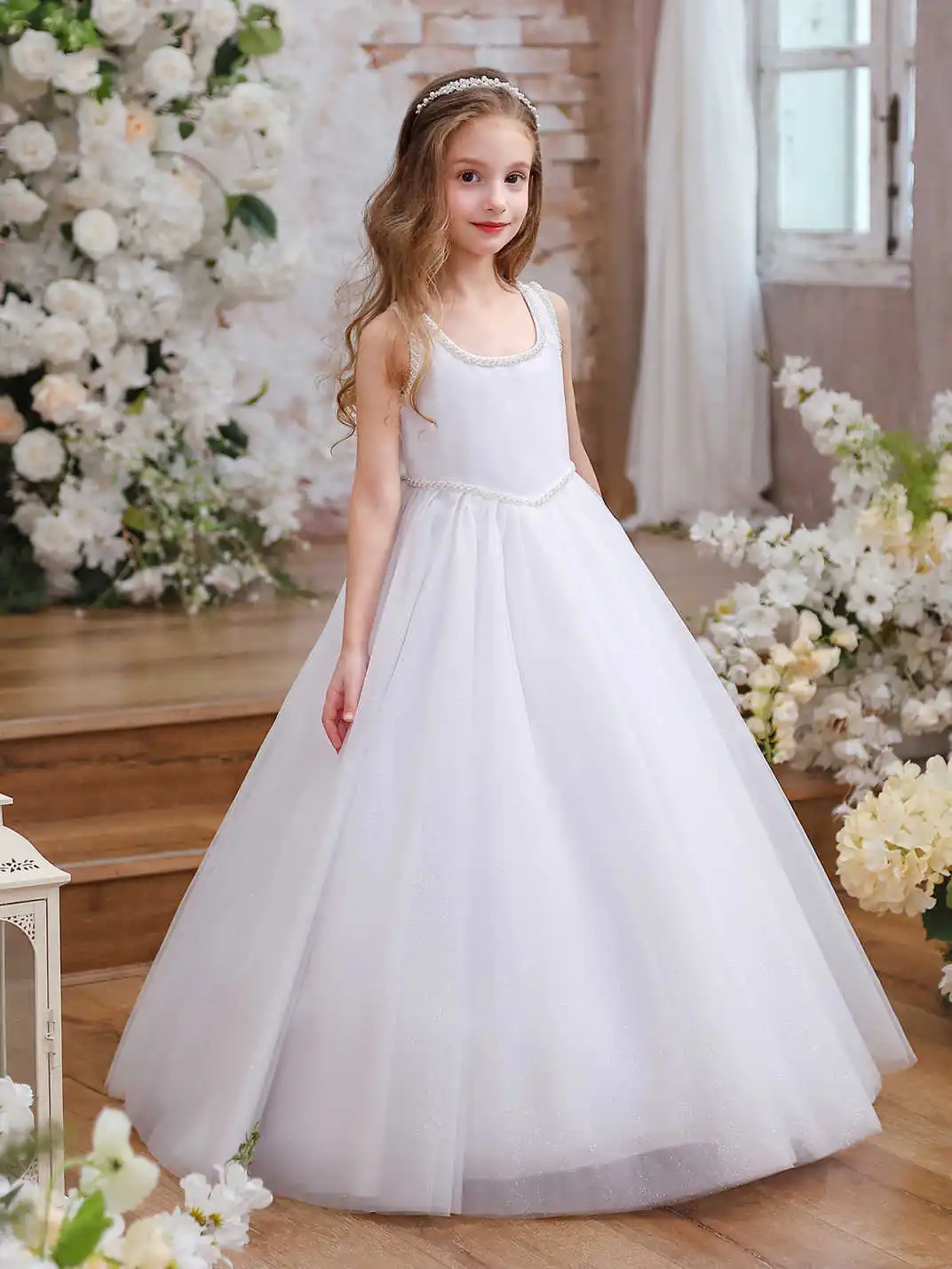 

Белое кружевное тюлевое элегантное платье с цветочным принтом для девочек, модное платье принцессы для девочек, свадебное платье подружки невесты, подходит для посещающихся тематических мероприятий, церемоний, вечеринок, выступлений, случайных кружевных с