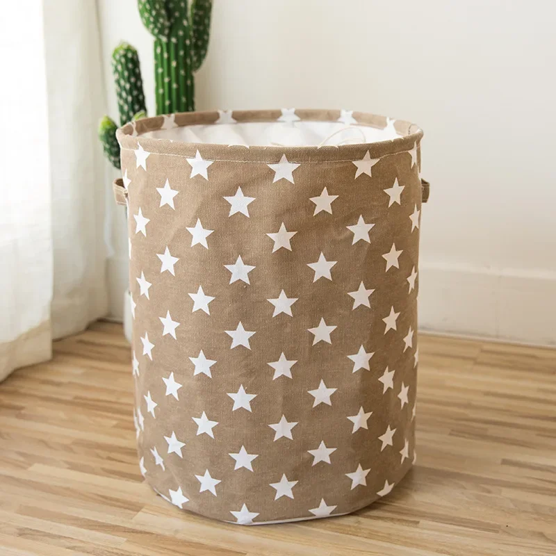 Foldable Star Laundry Basket for Toys Cotton Linen Storage Bucket Bag Collapsible Household Dirty Clothes Organizer 35*45cm