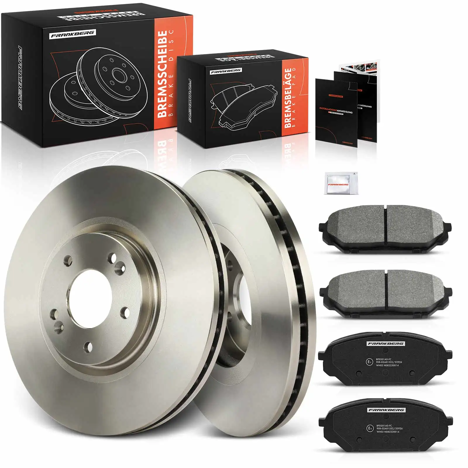 Frankberg 2x Remschijven 4x Remblokken Vooras Voor Hyundai iX55 3.0L 3.8L 2008-2012 517123 J500 581013 JA01
