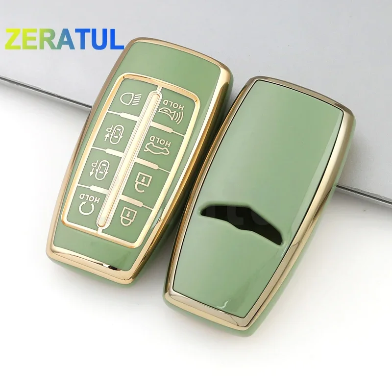 8 أزرار بولي TPU السيارات سيارة مفتاح ذكي غطاء قذيفة فوب حامل لشركة هيونداي جينيسيس GV60 GV70 GV80 GV90 G70 G80 G80 G90 بدون مفتاح