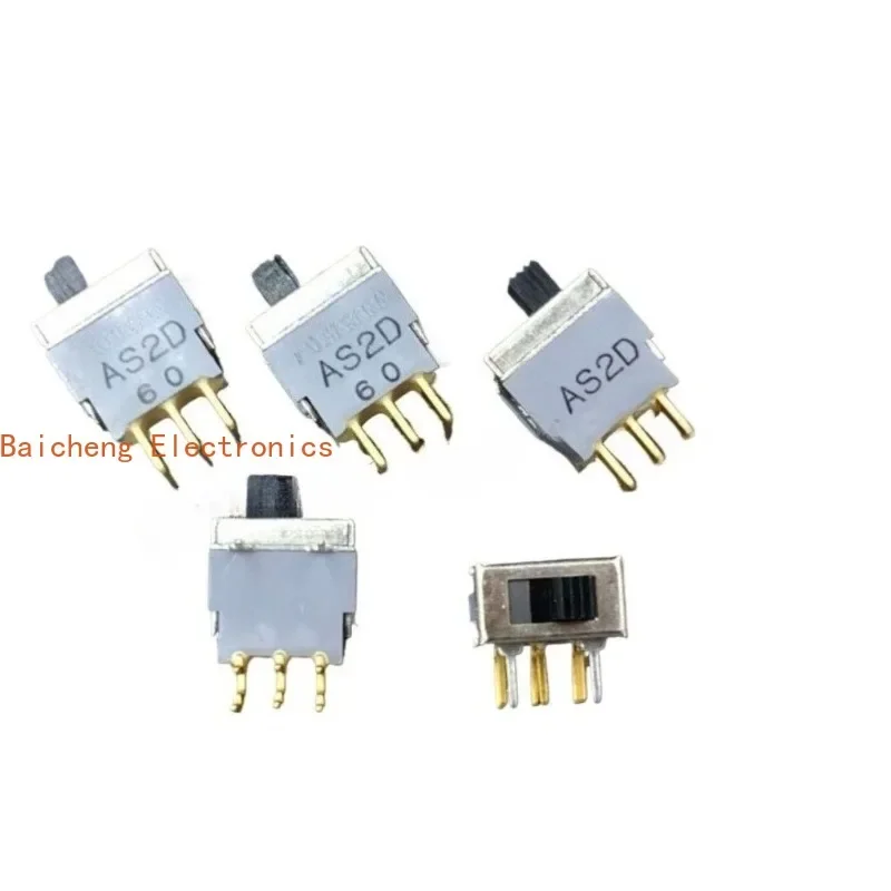 5PCS AS2D 2-speed 6-pin toggle switch with 90 ° bent foot mini sliding switch power supply