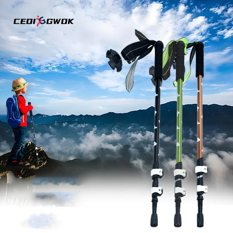 

CEOI GWOK Foldable Lightweight EVA Foam Handle Kids Trekking Poles 3-Section Trekking Sticks Outdoor Hiking Trekking Poles