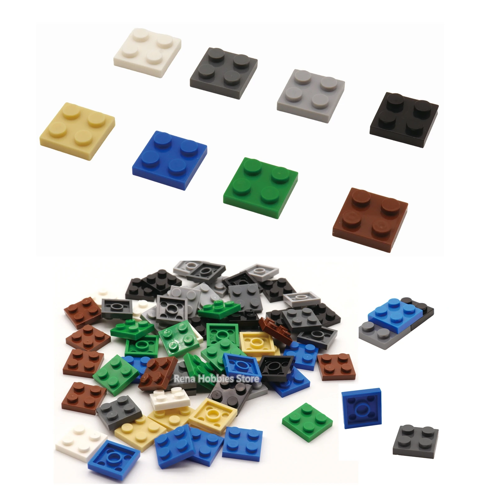 100 Stück Platte 2 x 2 3022 Steine, kompatibel mit allen großen Marken, klassisches Bausteinspielzeug, MOC, DIY, Stadtbau