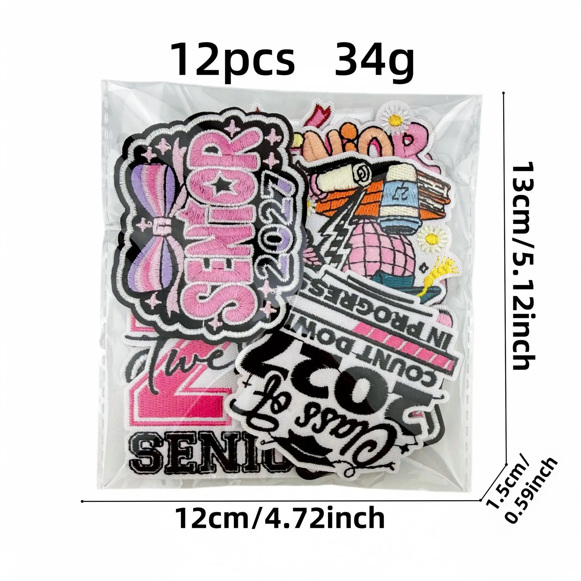 10Pcs Pink 2027 Graduation Embroidery Iron On Patches, Class of 2027 Bow Grad Cap Patch for Clothing Backpack DIY Decoration
