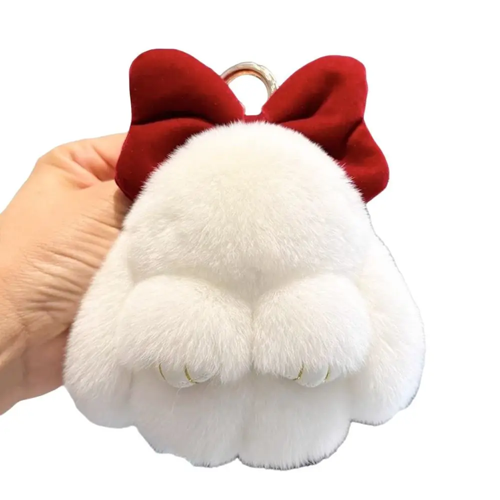 Weicher, flauschiger Kunstfell-Kaninchenfell-Schlüsselanhänger, hängende Ornamente, Pompon-Plüsch-Kaninchen-Schlüsselanhänger, Plüschpuppen, Kawaii-Häschen-Anhänger für Damen – Detail 6