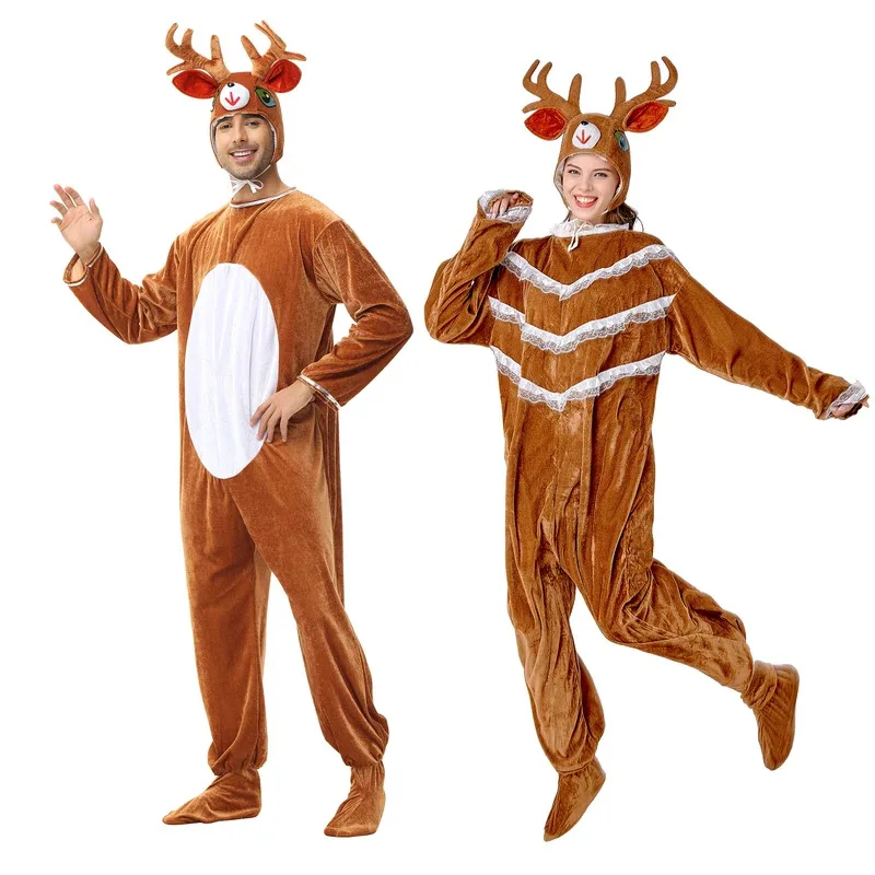 

Рождественский карнавальный костюм для семьи, пары лося, карнавальный костюм, Рождественский комбинезон с забавными животными, оленями, Санта-Клаусом tt9]