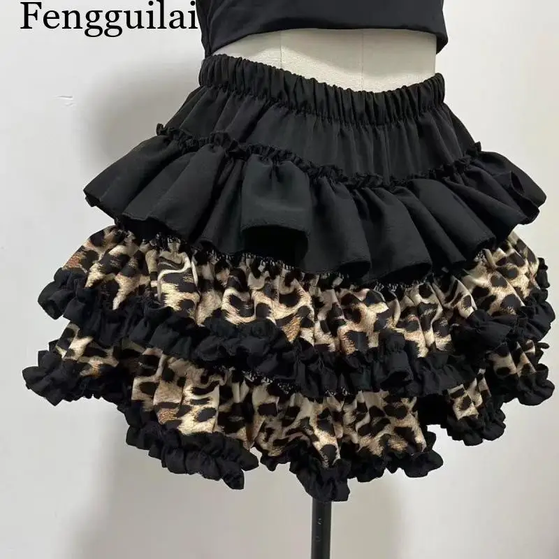 Spicy girl subculture puffy skirt patchwork mini skirt high-waist half skirt