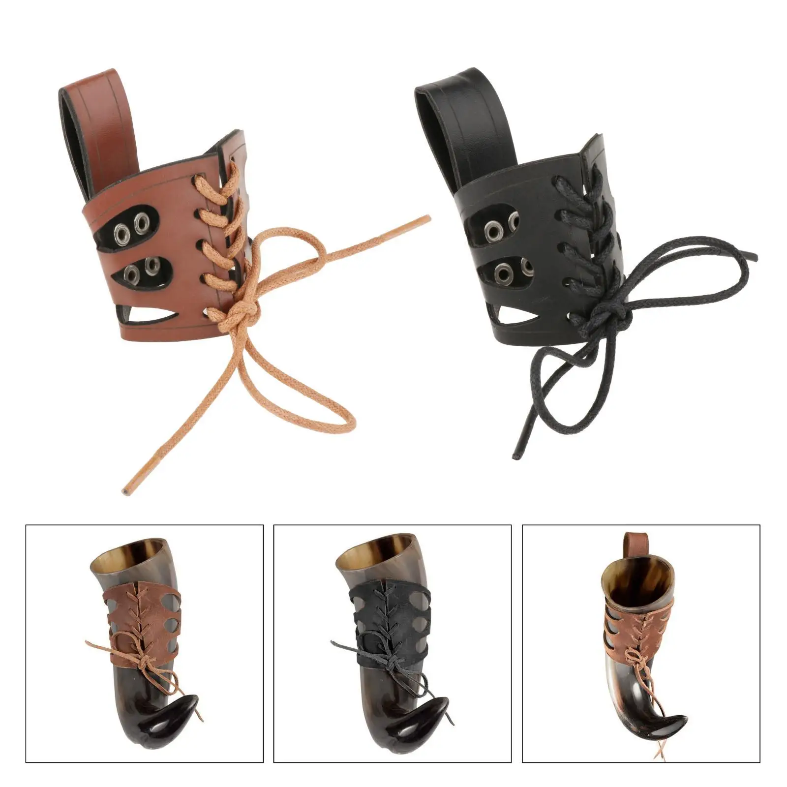 Funda de copa de cuerno de buey para hombre y mujer, cinturón portátil con forma de cuerno, accesorio de cinturón vikingo