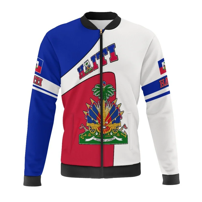 Haiti Flag Map 3d Print Jackets Men Bomber Jacket Oversize Harajuku Zipper Jacket Kid Street Tracksuits Male Outerwear Tops