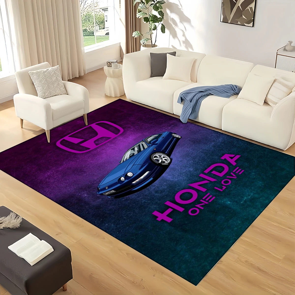 3D Vintage Moto H-Honda Racer Car Carpet Rug for Home Living Room Bedroom Sofa Doormat Decor,Area Rug Non-slip Floor Mat Gift