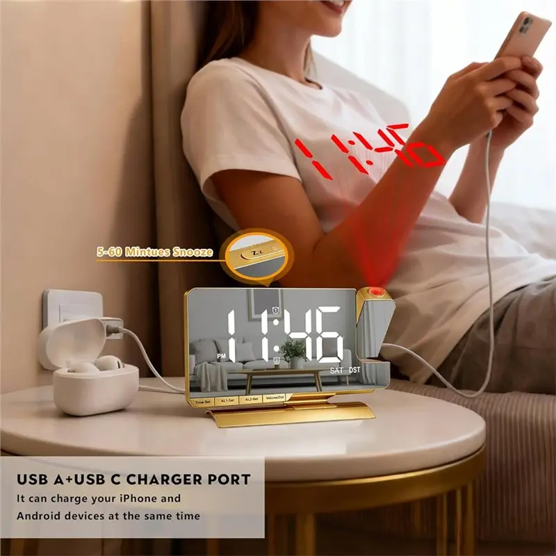 Gold Digital Clock - Cartoka