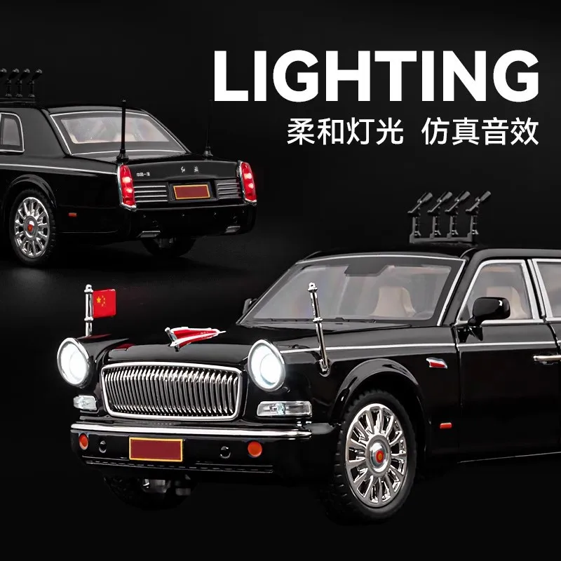 

Chezhi 1/24 Red Flag 70th Anniversary with Sound and Light Simulation Alloy Die Casting Car Model Ornament Advanced Gift