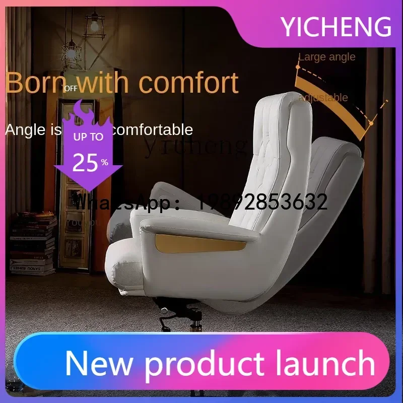 H6  Executive Chair Genuine Leather Home Office Chair Comfortable Long Sitting Leather Office Chair
