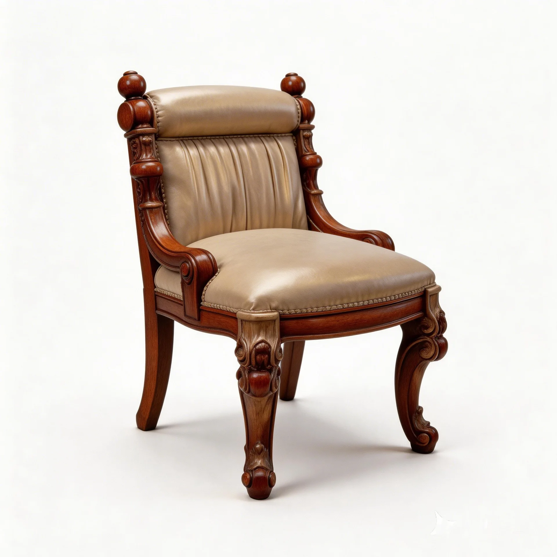 Engraved Oak Noble Champagne Gold Dining Chair Book Chair