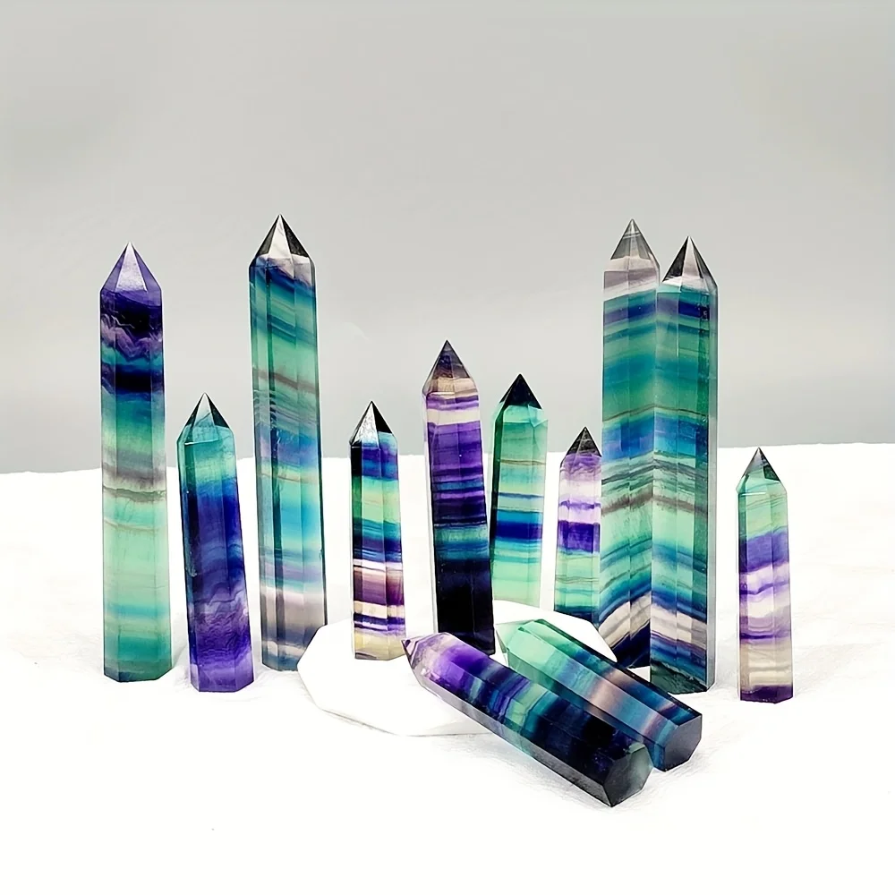 Natural Stunningly Crafted/Colorful Fluorite Crystal/Polished Hexagonal Prism Design/Perfect Decorative Piece for Home or Office