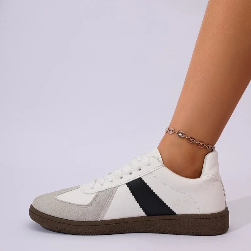 Klassieke retro stedelijke sneakers Hoge kwaliteit luxe lederen vrijetijdsschoenen Comfortabele damesschoenen met veters