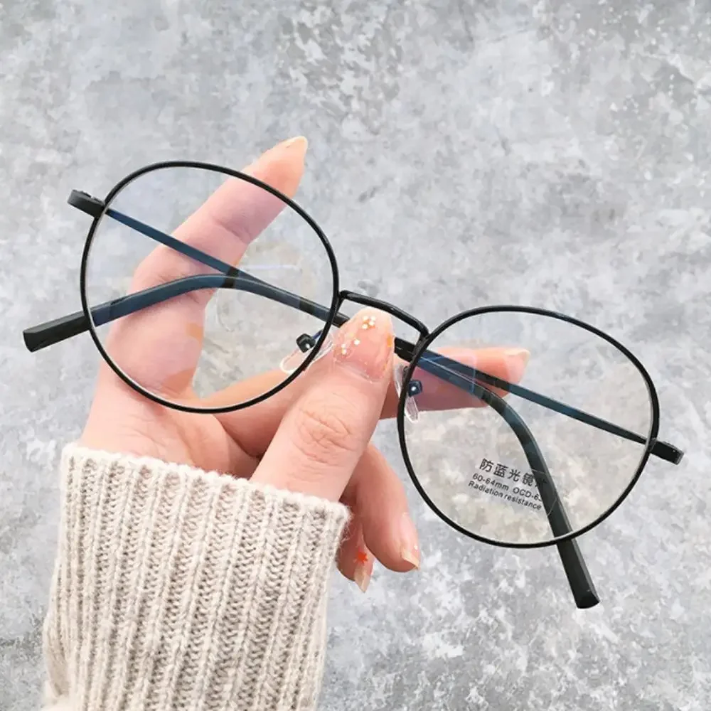 Anti Blue Light Round Glasses Frame Women Men Myopia Optical Mirror Metal Anti UV Eyewear Ultralight Computer Eyeglasses