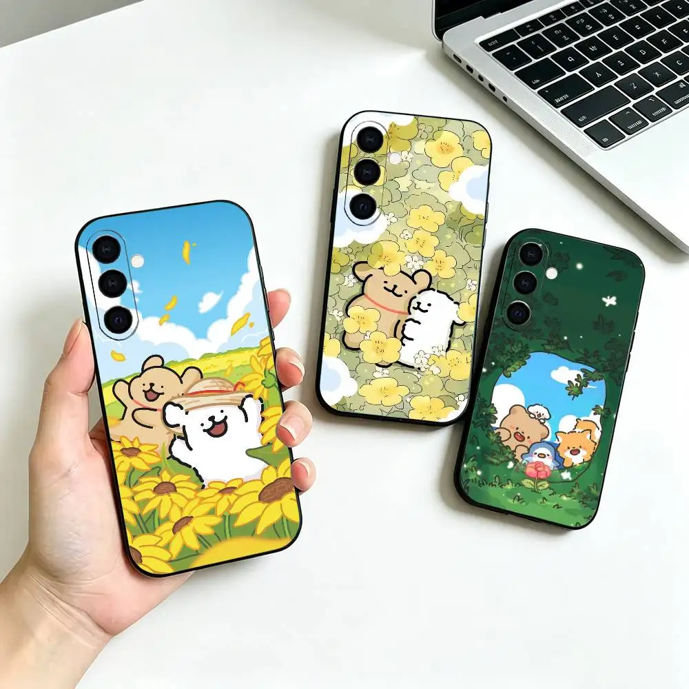 Lucky Cute Dogs -M-Maltese and Curry-s Soft Silicone phone Case for Samsung Galaxy A73//A72/A70/A53/A52/A51 - Black