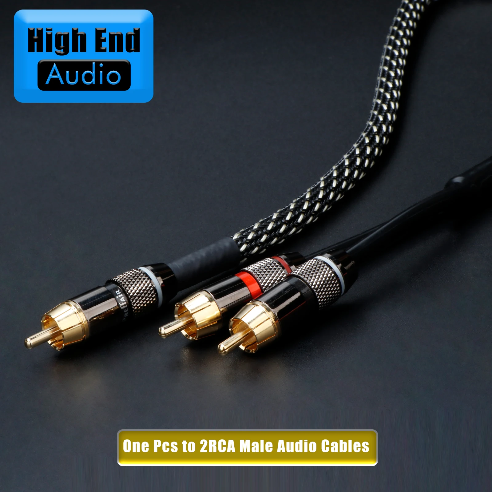 Preffair hi-fi OFC RCA to 2RCA Cable with gold plated Connector for Amplifier speaker home hifi system subwoofer