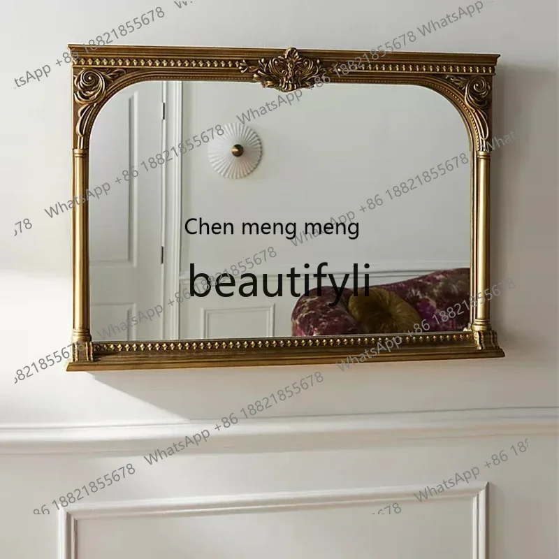 ss8350 French retro square full-length mirror wall-mounted living room entrance decorative bedroom floor-to-ceiling fitting mirr