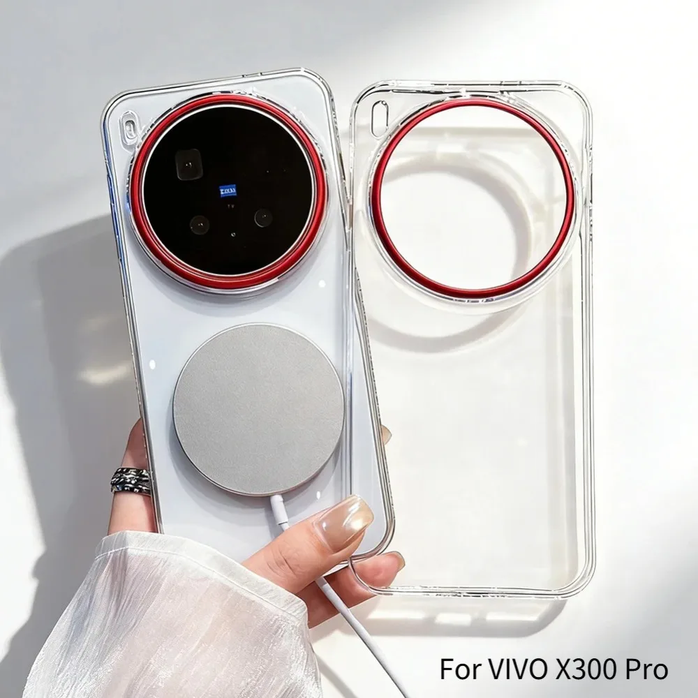 

Минималистичный прозрачный магнитный чехол HD для зарядки VIVO X300 Pro X200 Ultra X200s Pro с защитой камеры (Funda)