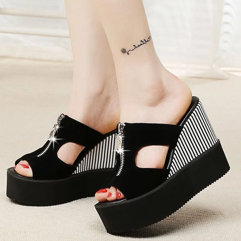 Wedge Sandals Women Summer Elegant High Platform Slippers Women Sandalias Mujer Solid High Heels Sandals 2022 Wedge Slippers