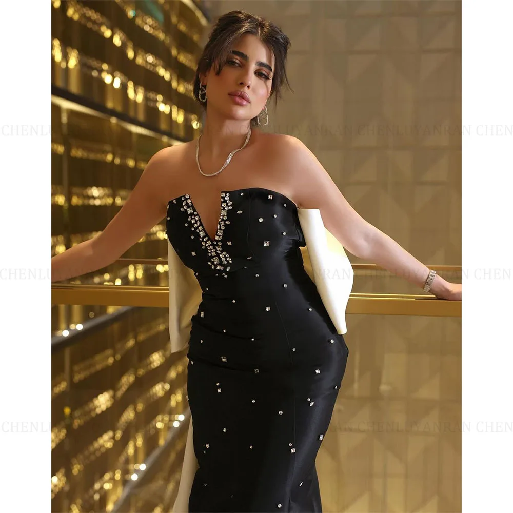 MOLISA Black White Strapless Beadings Formal Occasion Dresses 2024 Mermaid Backless Sexy Long Party Evening Gowns فساتين الحفلات