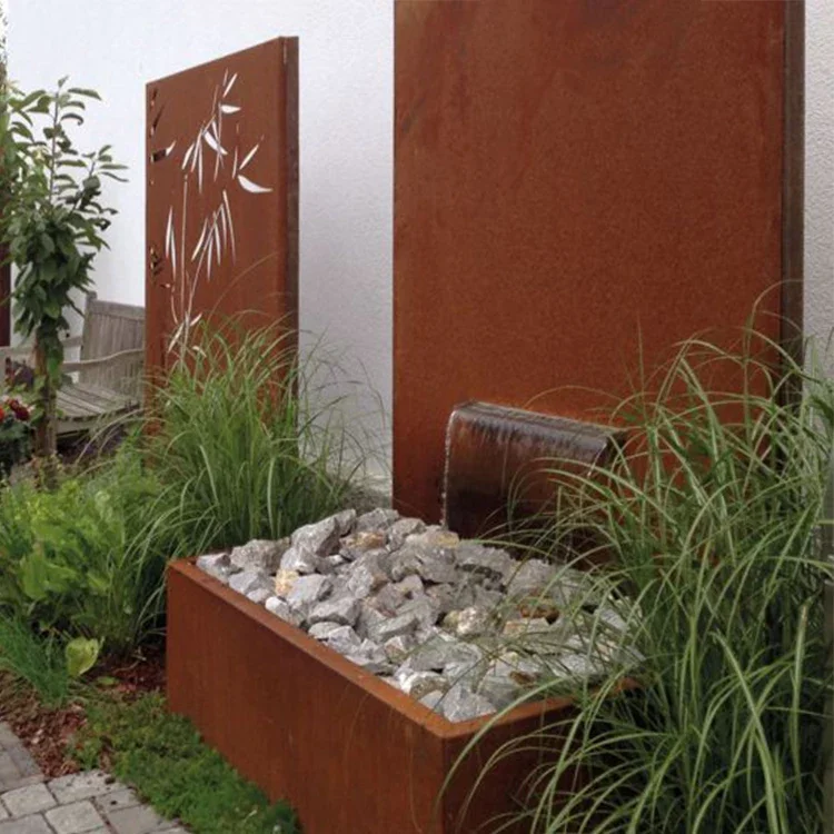 Garden furniture waterfall corten steel rusting red water fountain