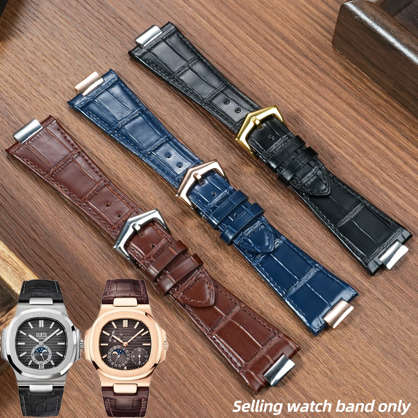 25X12mm notch Genuine Leather Watch Strap For Patek Philippe Nautilus 5711 5712 Cowhide Leather Watchband Bracelet Accessories