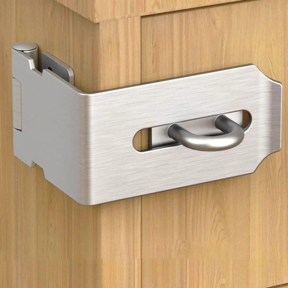 

Practical 90° Padlock Hasp Anti-theft Safety Lock Plate Buckle Sturdy Stainless Steel Clasp Lock Desk