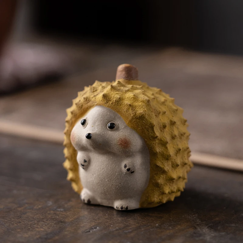 Purple Sand Tea Pet Decoration, Household Desktop Decoration, Durian Hedgehog Boutique, Can Be Raised Teaware, Cute Handmade Tea