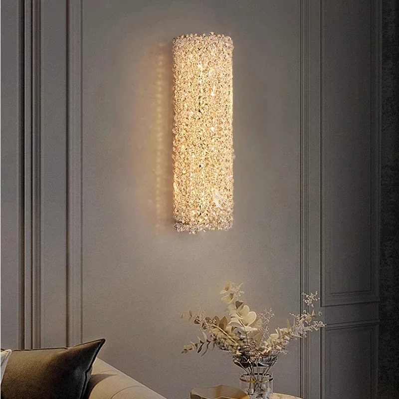 ما بعد الحداثة الفاخرة الكريستال الجدار مصباح غرفة المعيشة زخرفة خلفية الحديثة الحد الأدنى غرفة نوم رئيسية السرير إضاءة داخلية #6