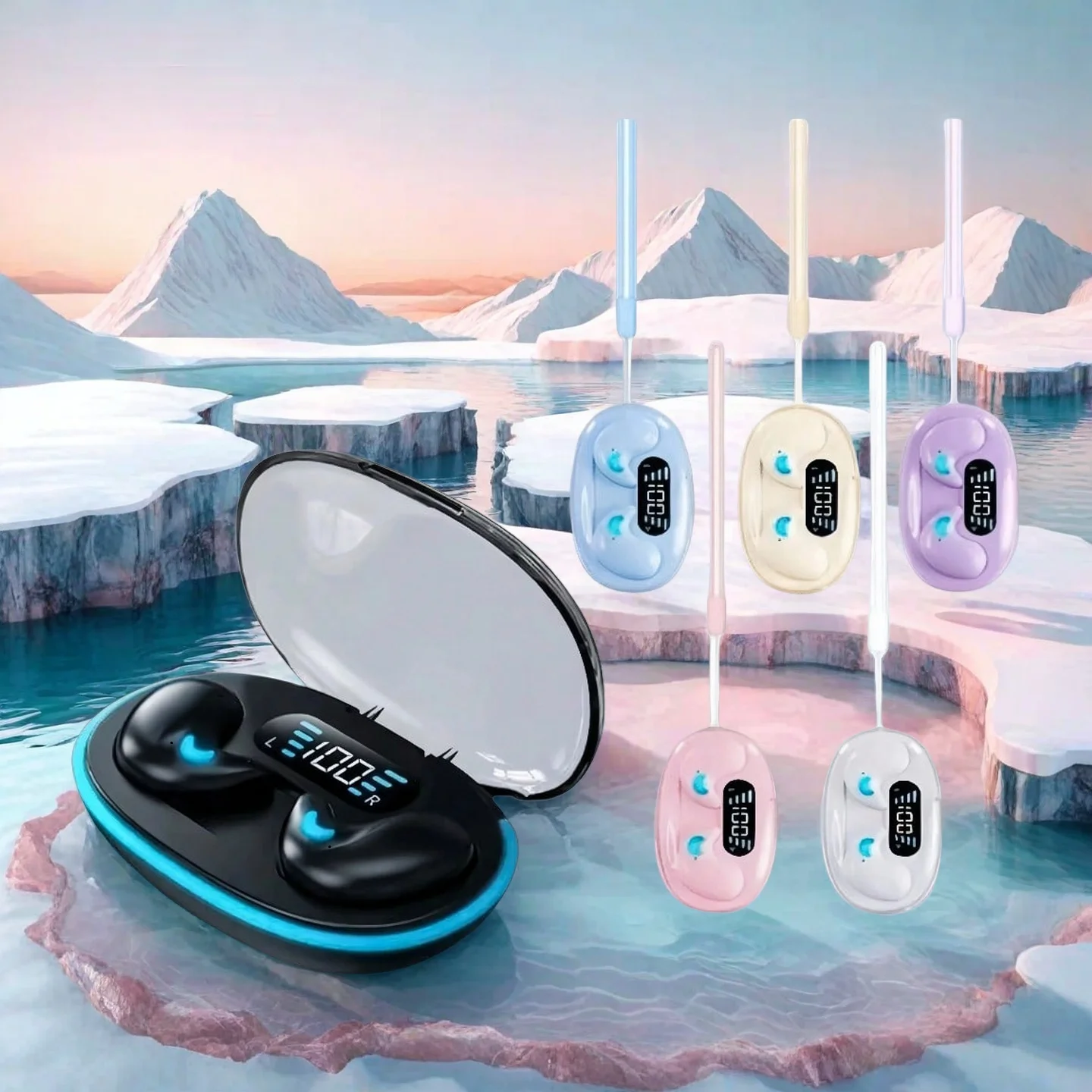 X55Pro سماعات أذن بلوتوث للنوم سماعات بلوتوث لاسلكية مقاومة للماء سماعات أذن ستيريو هاي فاي مع ميكروفون تنطبق على الهواتف الذكية