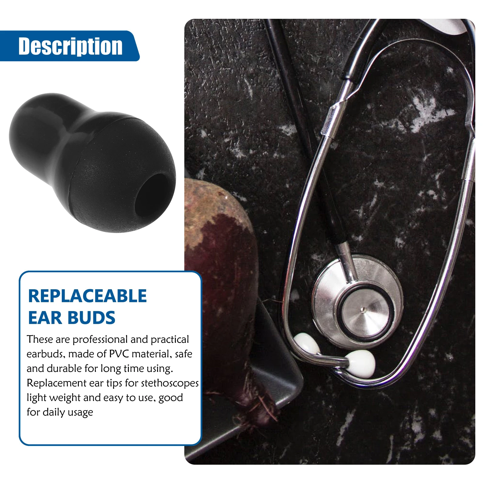 

Silicone Earplugs Comfortable Stethoscope Ear Tips Replacement Durable Fit Most Brands Better Sound Conduction Long Use