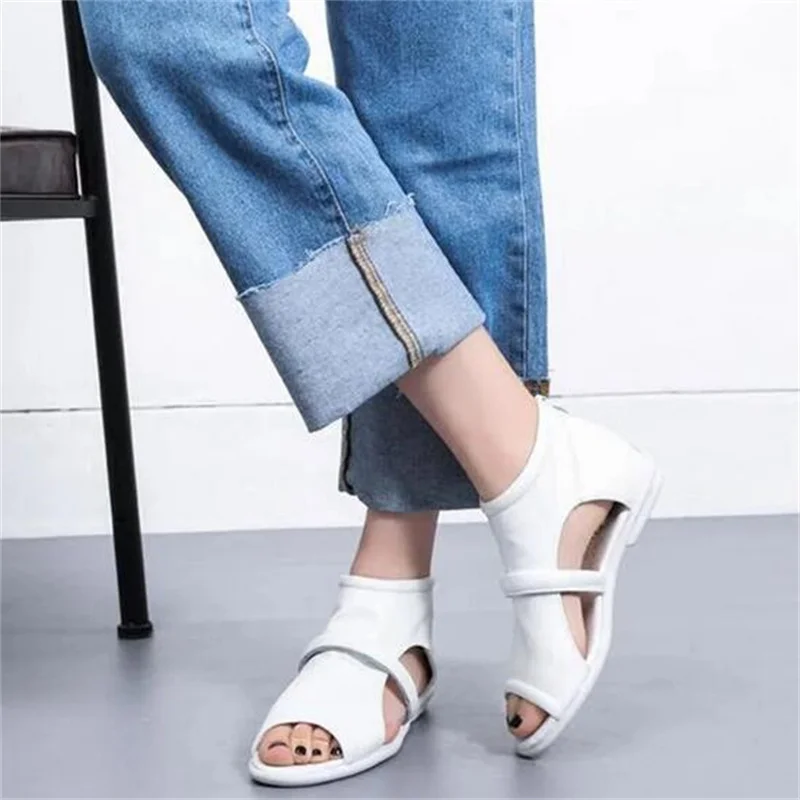 Hot 2024 New Fish Mouth Summer Cowhide Leather Sandals Flat Shoes Women Sandals Comfortable Soft Women Shoes Sandals Casual Shoe