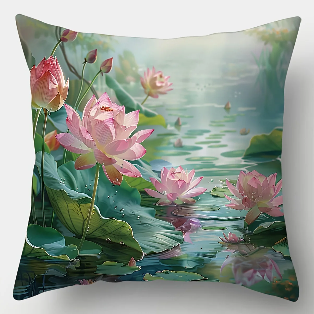 1/4pcs Lotus Flower Printed Pillowcases Sofa cushion cover home bedroom room decoration