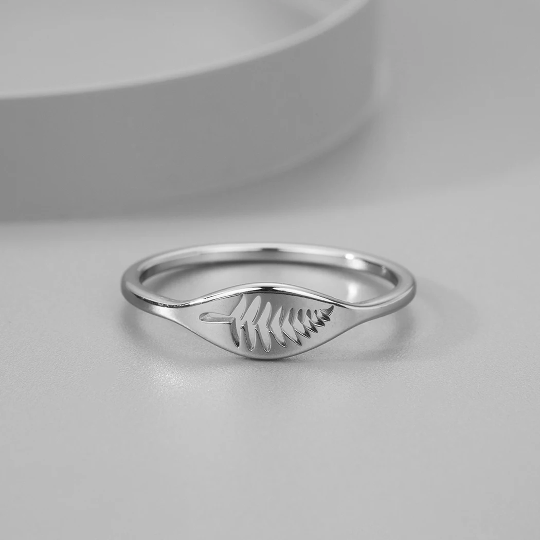 Chandler Stainless Steel Plants Leave Ring Fern Leaf Ring Woodland Jewelry Party Accessories for Women and Men