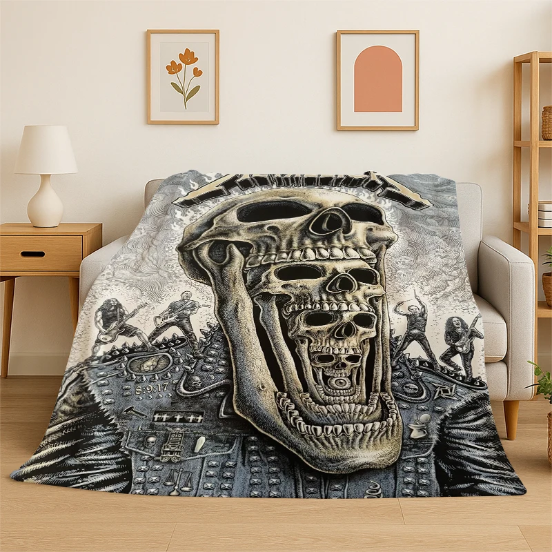 Metal Band M-Metallica Thrash Cartoon Flannel Throw Blanket,Warm Cozy Blanket for Bed,Sofa,Couch,Bedroom,Living Room,Office,Gift
