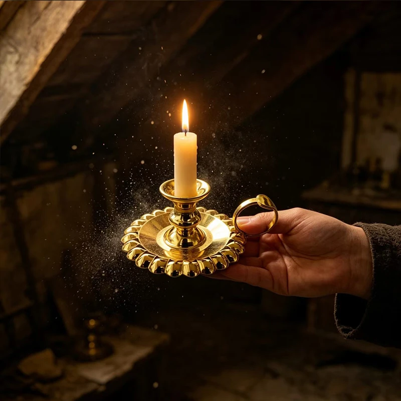 

Gold Plated Orthodox Handheld Candle Holder with Handle for Church Liturgy Home Altar Prayer Devotion Christian Gift Decor Gift