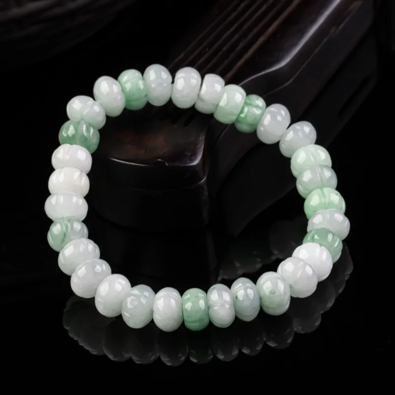 

Натуральные браслеты-амулеты из бирманского изумрудного нефрита с бусинами-тыковками, ручной вязки, для самостоятельного изготовления, модные украшения, подарки для женщин