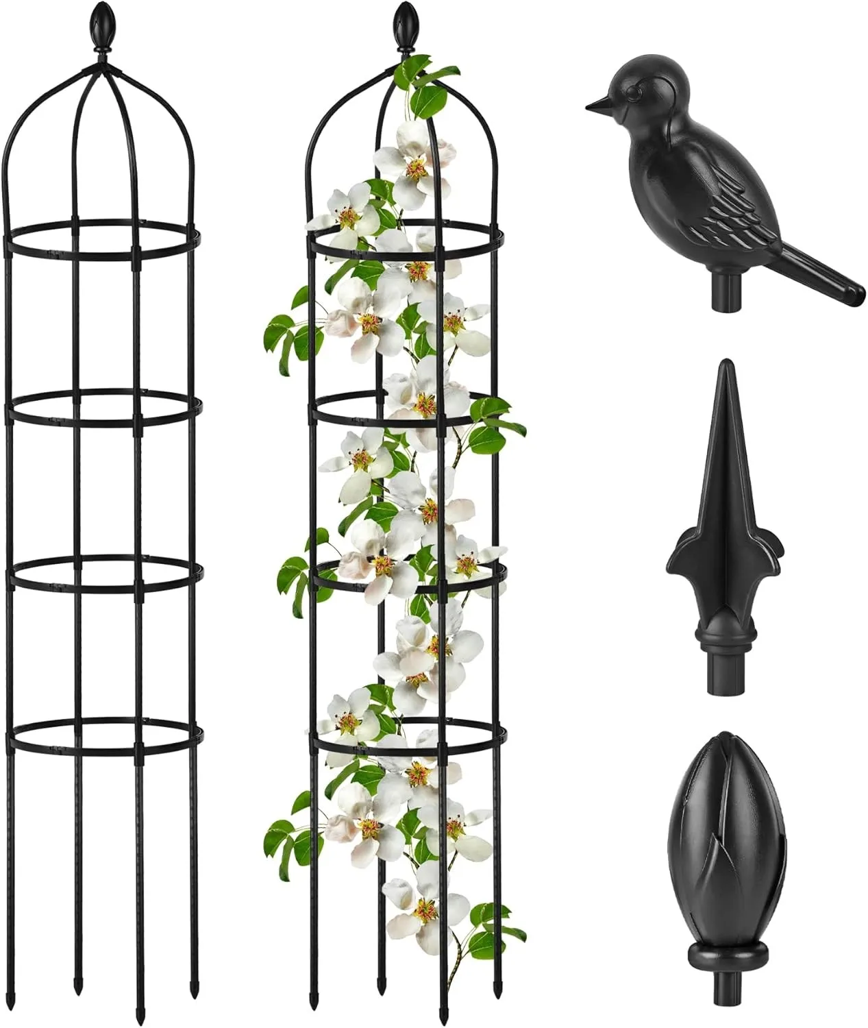 

Garden Obelisk Trellis 6Ft Tall Rustproof Climbing Plant Support Garden Black