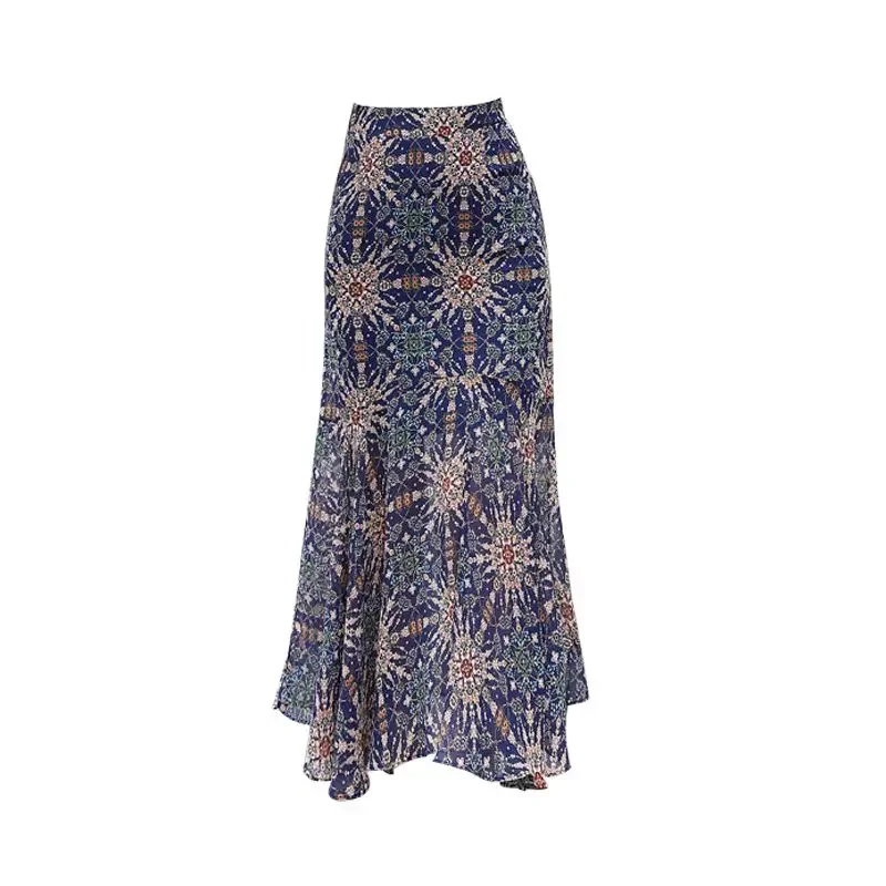 

Women's Skirt with Slit Tight Floral Wrap Ruffle High Waist Luxury Elegant Korean Fashion Aesthetic Summer 2025 V Female Skirts