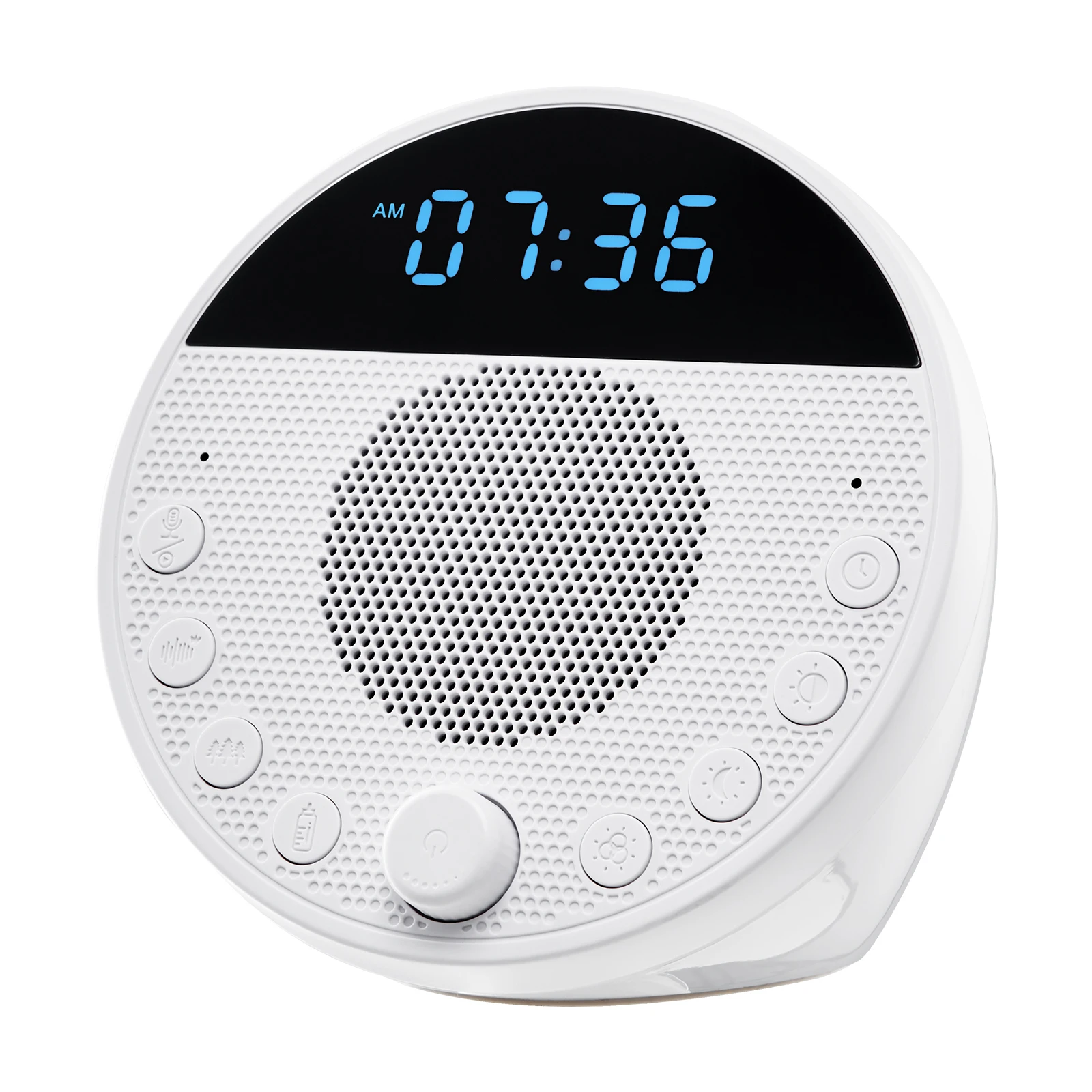 SucceBuy Sound Machine 18 Soothing Sleep Sound and 7-Color Night Light 5-in-1 White Noise Sound Machine with Dual Alarm for Home
