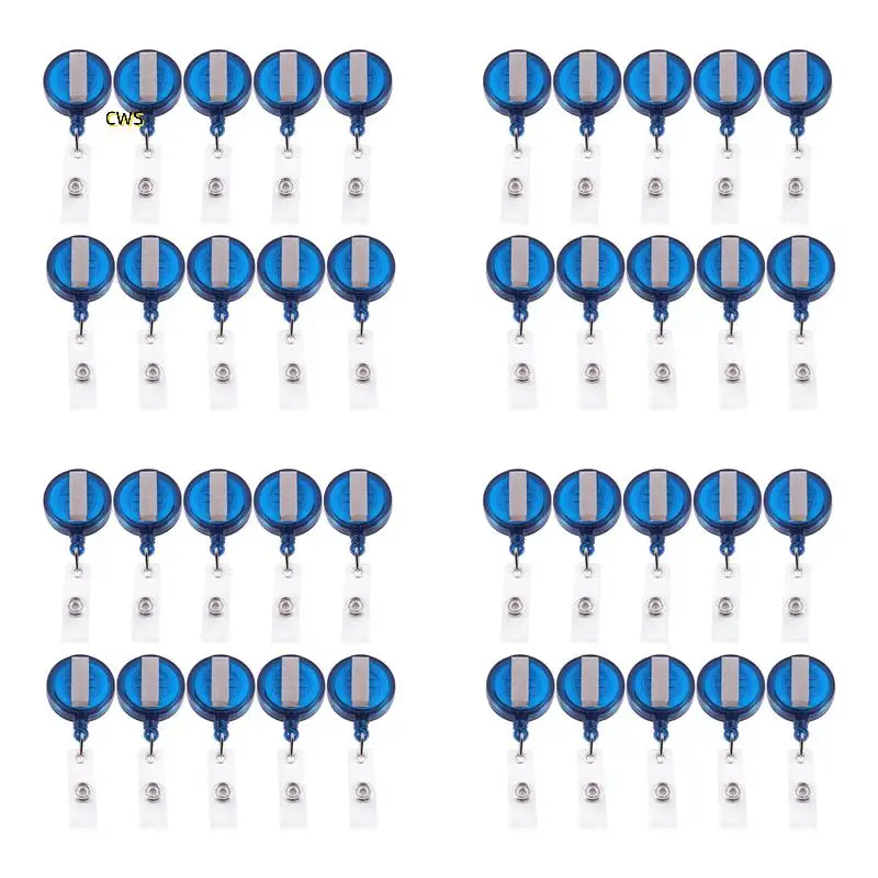 40 بكرة قابلة للسحب نكص معرف شارة الحبل اسم العلامة مفتاح حامل البطاقة مشبك حزام اللون: الأزرق المبلغ: 40 قطعة