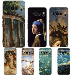 Renaissance art Painting For Google Pixel 8 7 6 Pro 6A 5G Black Phone Case Soft Shockproof Back Cover Silicone TPU Shell Coque