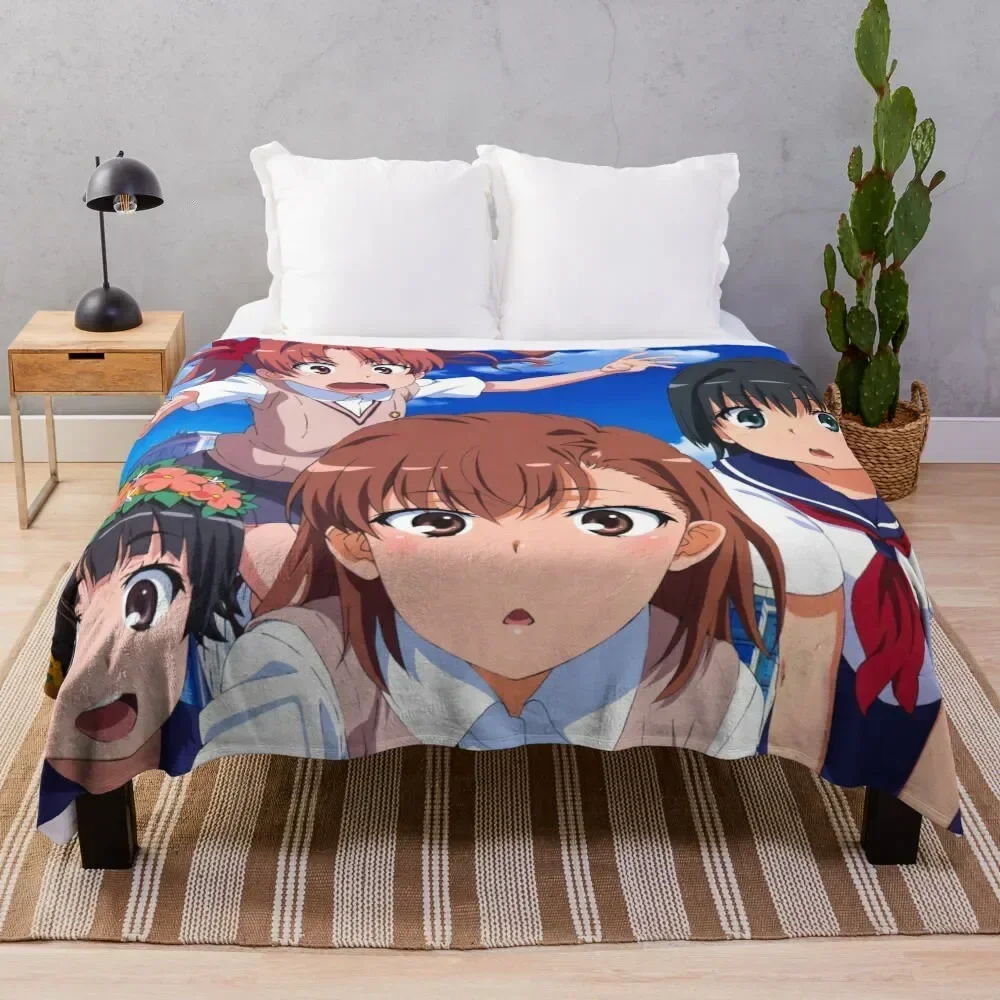 Toaru Kagaku - Misaka Mikoto, Shirai Kuroko, Saten Ruiko, Uiharu Kazari Throw Blanket Sofas Multi-Purpose Blankets