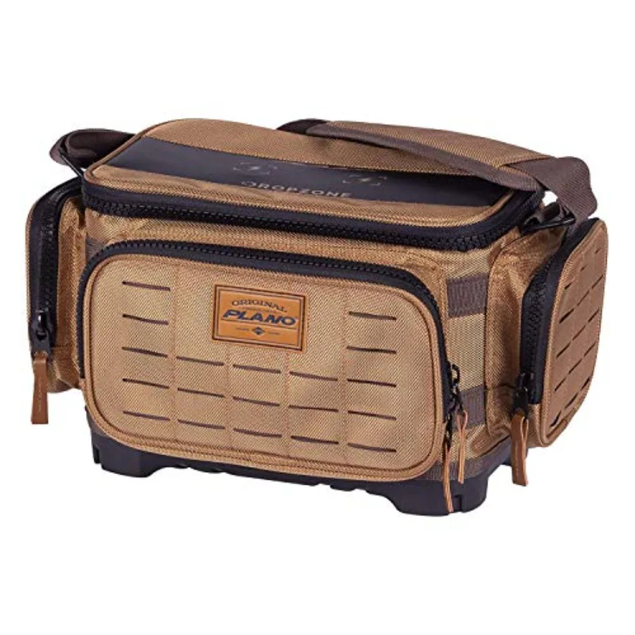 

Tackle Bag | Premium Tackle Storage with No Slip Base and Included stows, Khaki with Brown and Black Trim, 3700 XL