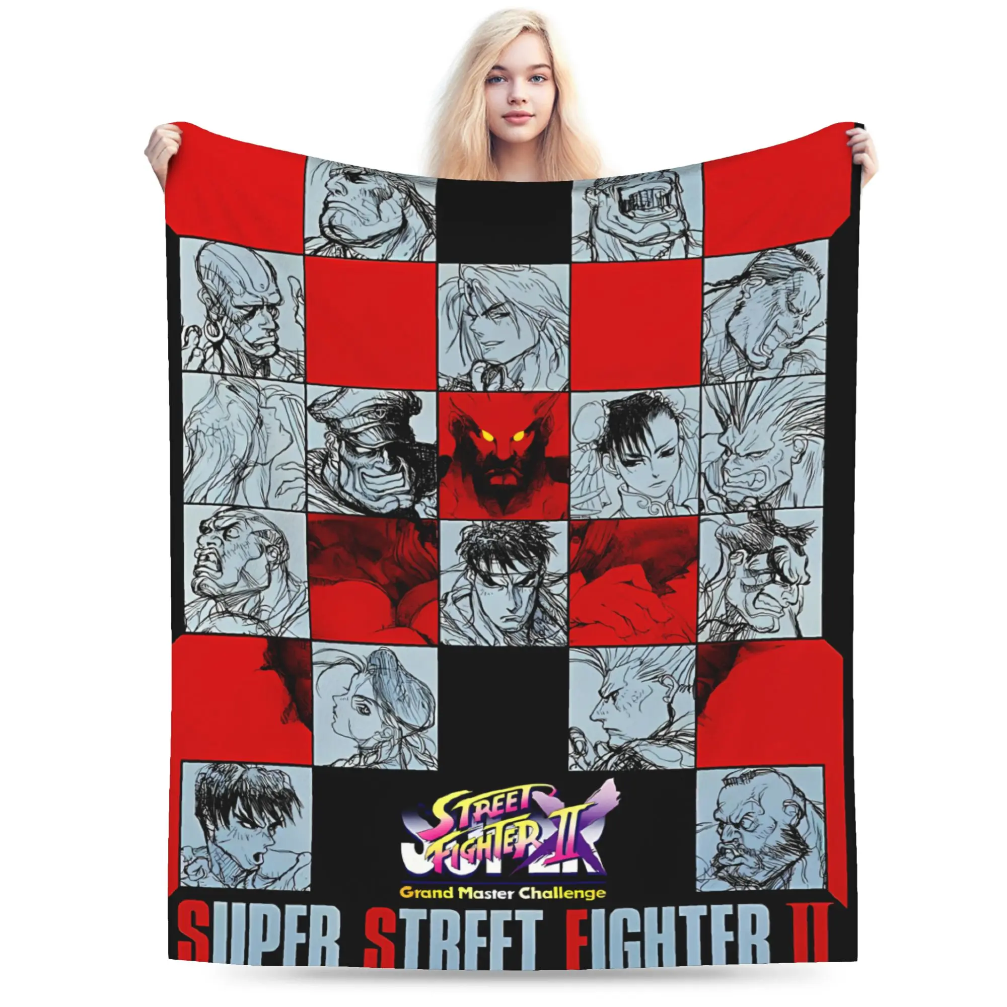 Retro Street Fighter 6 Blanket Characters Game Super Soft Street Trend Plush Throw Blanket For Outdoor Bedspread Bed Cover