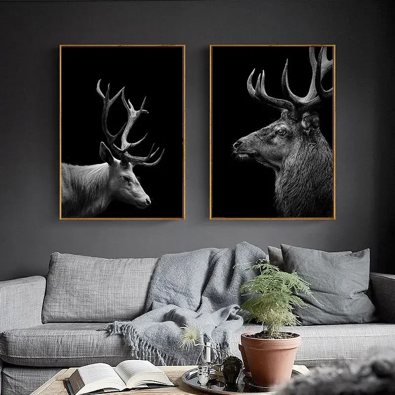 Black And White Animal Poster Home Decoration Lion Elephant Canvas Painting Realism Picture Modern Printed Living Room